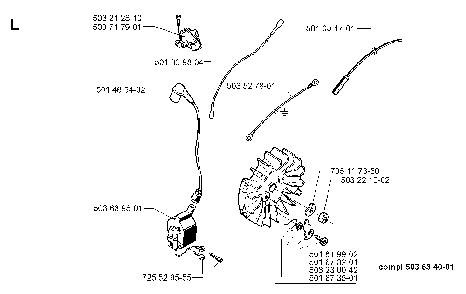 Electrical Diagram and Parts List for 394XPEPA 19980900001-Current Husqvarna Chainsaw