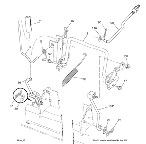 Mower Lift / Deck Lift Diagram and Parts List for TC342T (96051014801)(2017-09) Husqvarna Lawn Tractor