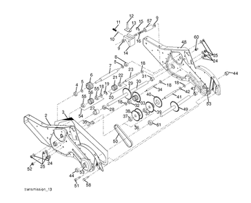 Transmission Diagram and Parts List for DRT900 (96093001800)(2010-11) Husqvarna Cultivator
