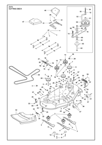 Mower Deck / Cutting Deck Diagram and Parts List for XCITETMZ375 Z380 Husqvarna Lawn Tractor