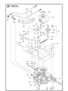 Chassis Rear 2 Diagram and Parts List for R316TSAWD (966757701)(2012) Husqvarna Lawn Mower