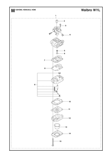 Carburetor Diagram and Parts List for 123HD65X 20100600001-Current Husqvarna Hedge Trimmer