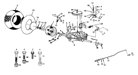 Transaxle And Rear Wheel Diagram and Parts List for YT125 (954000041)(1990-01) Husqvarna Lawn Tractor