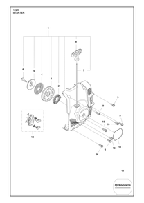 Starter Diagram and Parts List for 122R  Husqvarna Brush Cutter