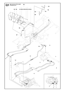 Hydraulic Pump - Motor 2 Diagram and Parts List for PF21AWD (965192501)(2008-03) Husqvarna Lawn Tractor