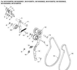 Chassis, Engine And Pulleys 2 Diagram and Parts List for ST224  Husqvarna Snow Blower
