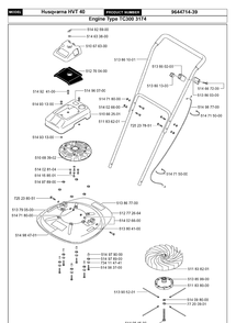 Product Complete Diagram and Parts List for HVT40 (964471439)(1999-02) Husqvarna Lawn Mower