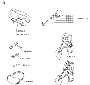 Harness Diagram and Parts List for 132R 19920100001-19931400000 Husqvarna Brush Cutter