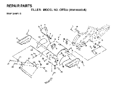 Tine Shield Diagram and Parts List for CRT53 (954140063A)(1998-02) Husqvarna Tiller