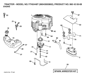 Engine Diagram and Parts List for YTH2448T (96043000802)(2006-02) Husqvarna Lawn Tractor