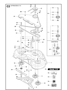 44 Inch/112cm Cutting Deck 2 Diagram and Parts List for R316T  Husqvarna Lawn Mower