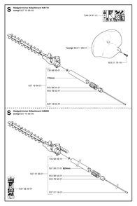 Attachments Diagram and Parts List for HA850 20054000001 & Above Husqvarna Trimmer