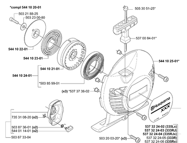 Starter Diagram and Parts List for 335RJX 2006-05 Husqvarna Trimmer