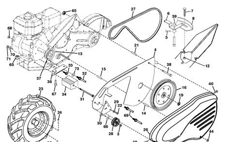 Mainframe, Left Side Diagram and Parts List for TR317 (96093003001)(2017-11) Husqvarna Cultivator