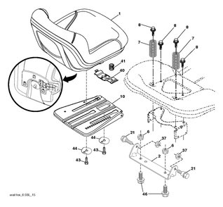 Seat Diagram and Parts List for YTH1842 2018 Husqvarna Lawn Tractor