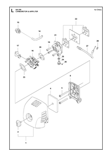 Carburetor And Air Filter Diagram and Parts List for 543RB  Husqvarna Brush Cutter