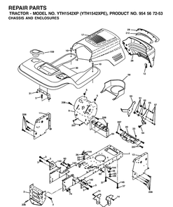 Chassis And Enclosures Diagram and Parts List for YTH1542XP (954567253)(2002-02) Husqvarna Lawn Tractor