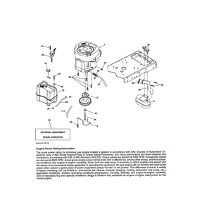 Engine Diagram and Parts List for YTH18542-960430172  Husqvarna Lawn Tractor