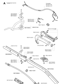 Shaft And Handle Diagram and Parts List for 240RBD 20004000001-Current Husqvarna Brush Cutter