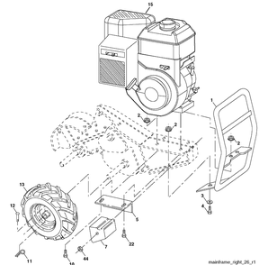 Mainframe, Right Side Diagram and Parts List for 900DRT (96093001100)(2009-10) Husqvarna Tiller