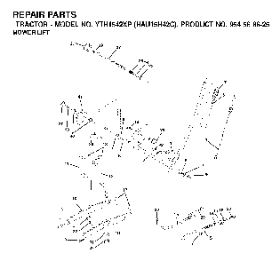 Mower Lift / Deck Lift Diagram and Parts List for YTH1542XP (HAU15H42C, 954568625)(2003-01) Husqvarna Lawn Tractor