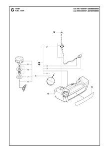 Fuel Tank Diagram and Parts List for 150BT  Husqvarna Leaf Blower / Vacuum