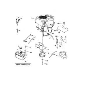 Engine Diagram and Parts List for YTH20K46-96043027600  Husqvarna Lawn Tractor