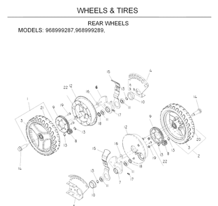 Wheels And Tires 2 Diagram and Parts List for W53-W53CSB 2008-08 Husqvarna Lawn Mower