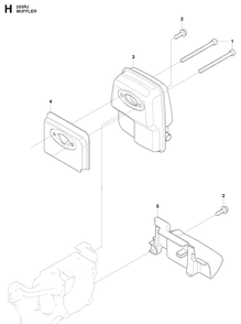 Muffler Diagram and Parts List for 253RJ 20091400001-20113200000 Husqvarna Brush Cutter