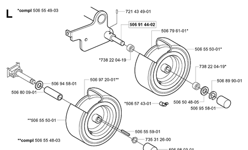 Wheels And Tires Diagram and Parts List for PR15 2003-01 Husqvarna Lawn Mower
