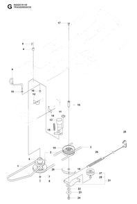 Transmission Diagram and Parts List for R11R (966830401)(2009-04) Husqvarna Lawn Tractor