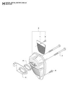 Muffler Diagram and Parts List for 535RJ  Husqvarna Brush Cutter