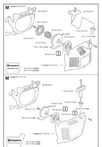 Starter Diagram and Parts List for 345 20070100001-Current Husqvarna Chainsaw