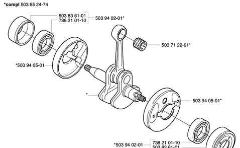Crankshaft Diagram and Parts List for 322L 2002-01 Husqvarna Trimmer
