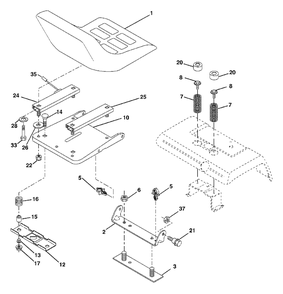 Seat Assembly Diagram and Parts List for GTH2254XP (954571229-B)(2004-08) Husqvarna Lawn Tractor