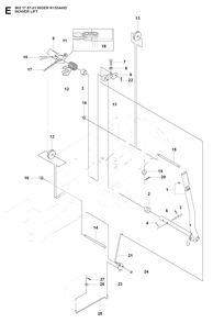 Mower Lift / Deck Lift Diagram and Parts List for R155AWD (965178701)(2007-03) Husqvarna Lawn Tractor