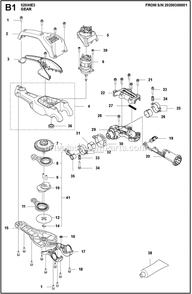 Gear Housing Diagram and Parts List for 520IHE3  Husqvarna Trimmer
