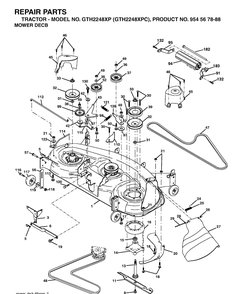 Mower Deck / Cutting Deck Diagram and Parts List for GTH2248XP-GTH2248XPC 2003-07 Husqvarna Lawn Tractor