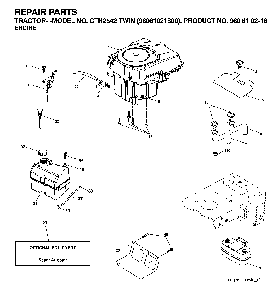 Engine Diagram and Parts List for CTH2542TWIN (96061021800, 960610218)(2007-04) Husqvarna Lawn Tractor