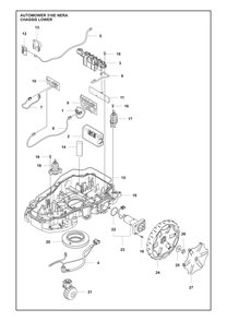 Chassis Lower Diagram and Parts List for 310ENERA  Husqvarna Lawn Mower