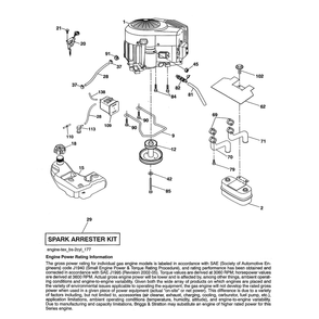 Engine Diagram and Parts List for YTH22V46-96043027100  Husqvarna Lawn Tractor