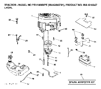 Engine Diagram and Parts List for YTH1848XPT (96043000701)(2006-03) Husqvarna Lawn Tractor