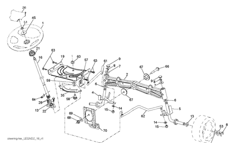 Steering Diagram and Parts List for LGT25K54 (96048001200)(2010-12) Husqvarna Lawn Tractor