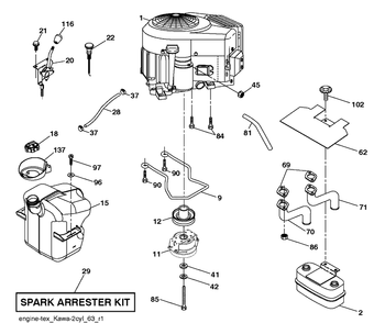 Engine Diagram and Parts List for TC342 (96051018600)(2018-09) Husqvarna Lawn Tractor