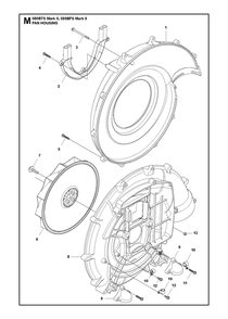 Fan Diagram and Parts List for 580BTSMARKII  Husqvarna Leaf Blower / Vacuum