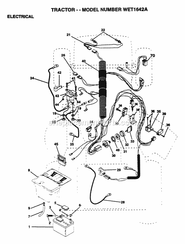 Electrical Diagram and Parts List for WET1642A 1995 Husqvarna Lawn Tractor