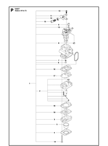 Carburetor Diagram and Parts List for 530BT 20123800001-Current Husqvarna Leaf Blower / Vacuum