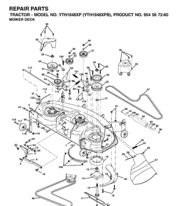Mower Deck / Cutting Deck Diagram and Parts List for YTH1848XP (954567260)(2001-05) Husqvarna Lawn Tractor