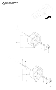 Wheels And Tires Diagram and Parts List for R155 (965178601)(2007-03) Husqvarna Lawn Tractor