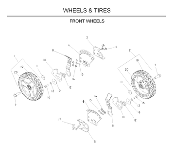 Wheels And Tires Diagram and Parts List for W53-W53CSB 2008-08 Husqvarna Lawn Mower